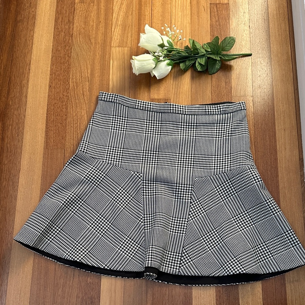 Dalia Black and White Checkered Skater Skirt